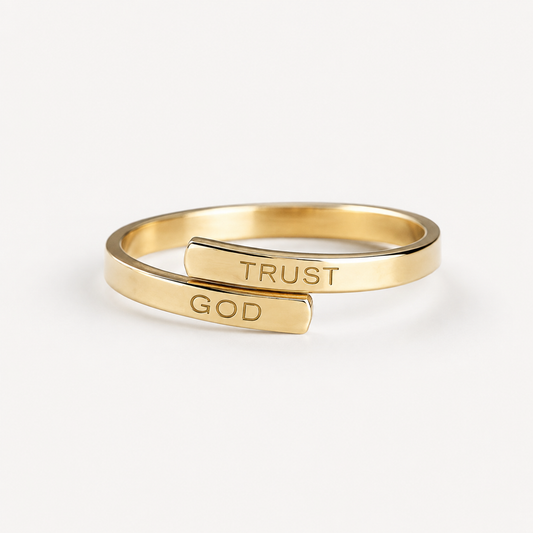 Trust God Engraved Ring