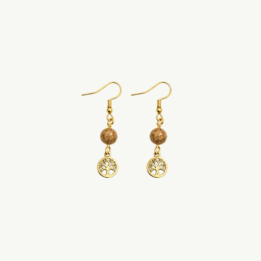 Jasper and Baobab Drop Earrings