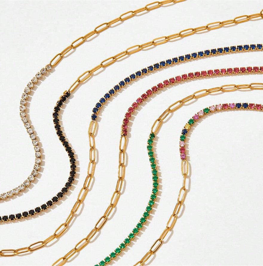 Rhinestone & Paperclip Bracelet